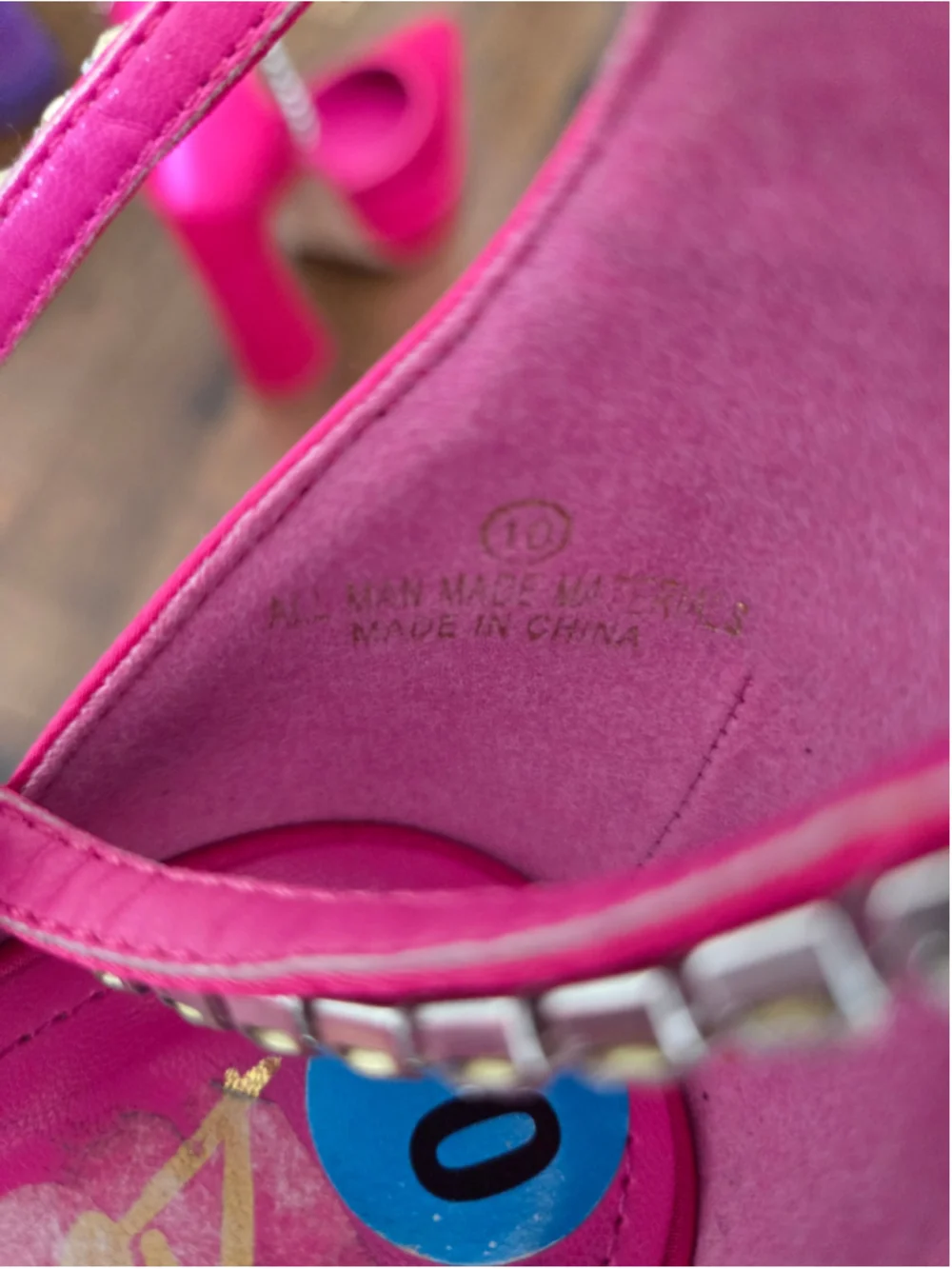 Women's Liliana Platform Heels Size 10 Pink Rhinestone Ankle Strap - Picture 9 of 10